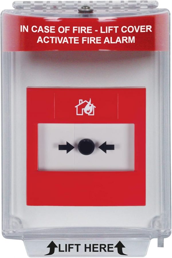 Universal Stopper® STI-13020FR Fire Alarm Call Point Cover – Flush Mount, Red, Alarmed MCP Protector