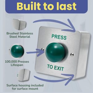 Amalocks DRB004S Press to Exit Button, Green Dome, Surface Mount, N/O and COM-N/C - Image 5