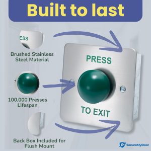 Amalocks DRB004F-PTE Press to Exit Green Dome Button – Flush Mount, 2-Way Switch - Image 4
