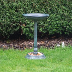 St Helens GH356 Free Standing Bird Bath | Weather Resistant, Green Pedest