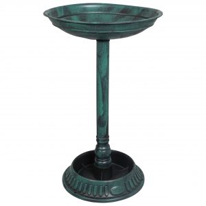 St Helens GH356 Free Standing Bird Bath | Weather Resistant, Green Pedestal