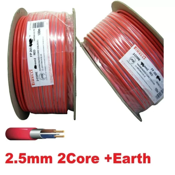 AEI FV252 2.5mm 2 Core Red Fire Alarm Cable
