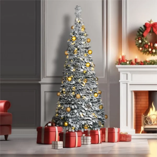 St Helens 7ft Gold Pop-Up Snow Flocked Christmas Tree