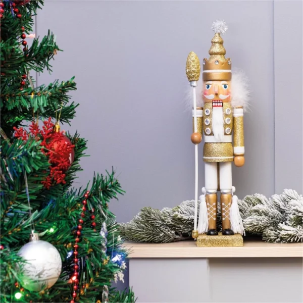 St Helens GH981B Nutcracker with Staff Festive Christmas Decoration Ornament
