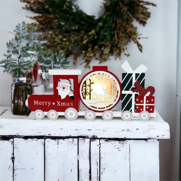 St Helens GH9037 Wooden LED Christmas Train