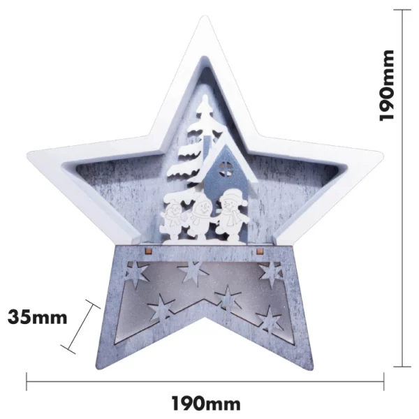 St Helens GH965 Xmas Haus Wooden LED Christmas Star