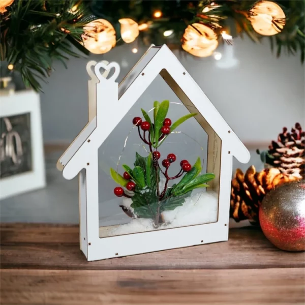 St Helens GH9051 Xmas Haus Festive Natural Wood LED Christmas House