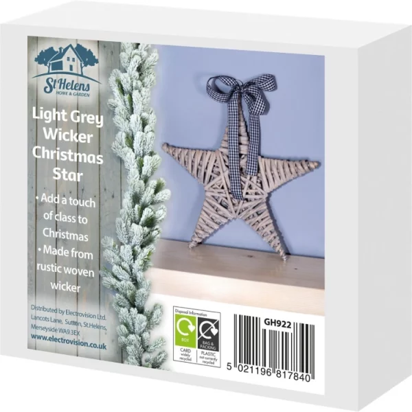 St Helens Home and Garden GH922 Natural Wicker Christmas Star