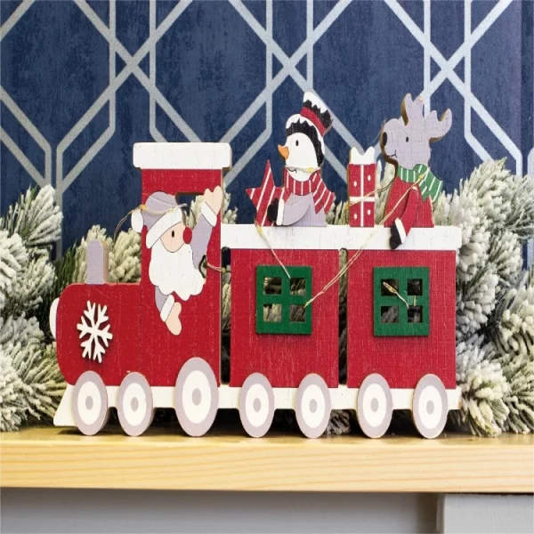 St Helens Home & Garden GH976 Battery Powered Wooden Light Up Christmas Train