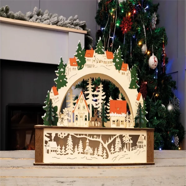 St Helens Home & Garden GH902 Wooden Christmas LED Festive Lighting Arch