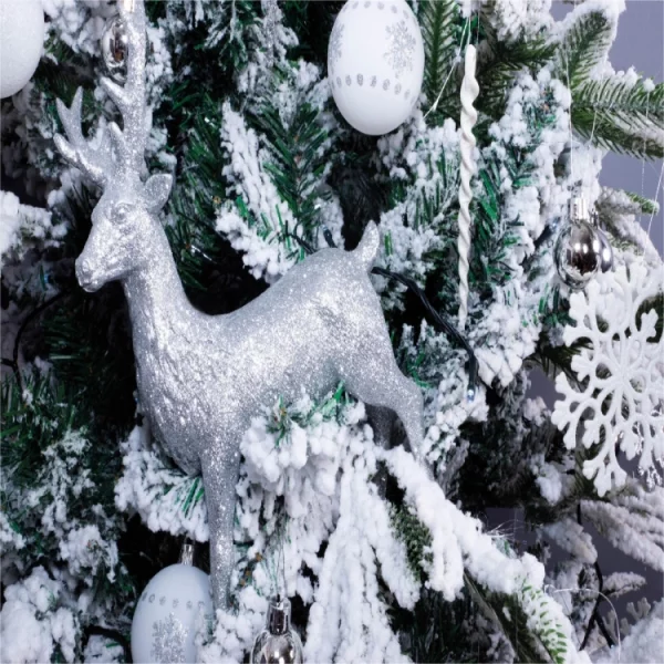 St Helens Home & Garden GH926 Silver Glitter Polyresin Reindeer Christmas Decoration