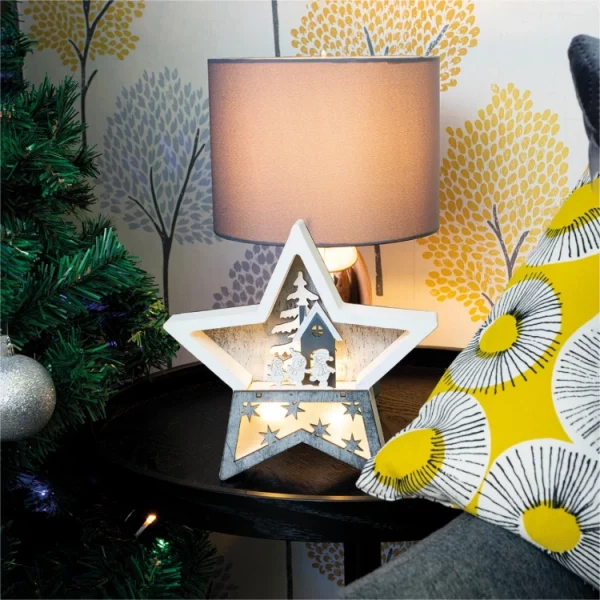 St Helens GH965 Xmas Haus Wooden LED Christmas Star