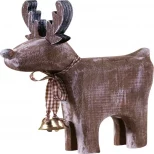 St Helens Home & Garden GH973 Wooden Reindeer with Brown Check Collar & Bells