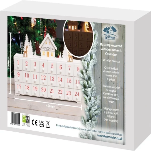 St Helens GH963 Wooden Light Up Advent Calendar