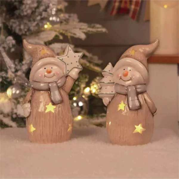 St Helens GH9006 Ceramic Light Up LED Snowmen
