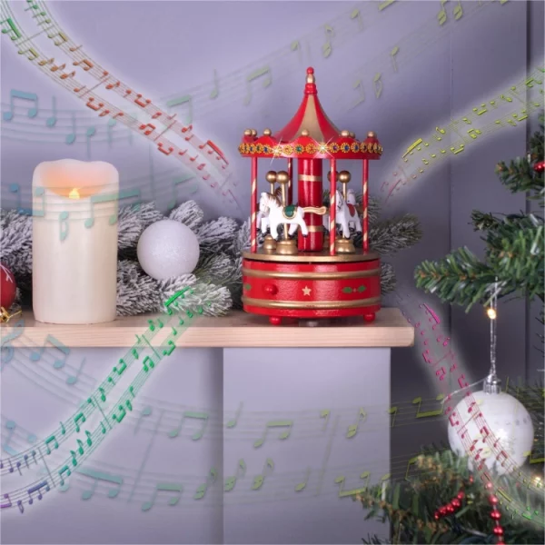 St Helens Home and Garden GH9036 Wooden Carousel Music Box
