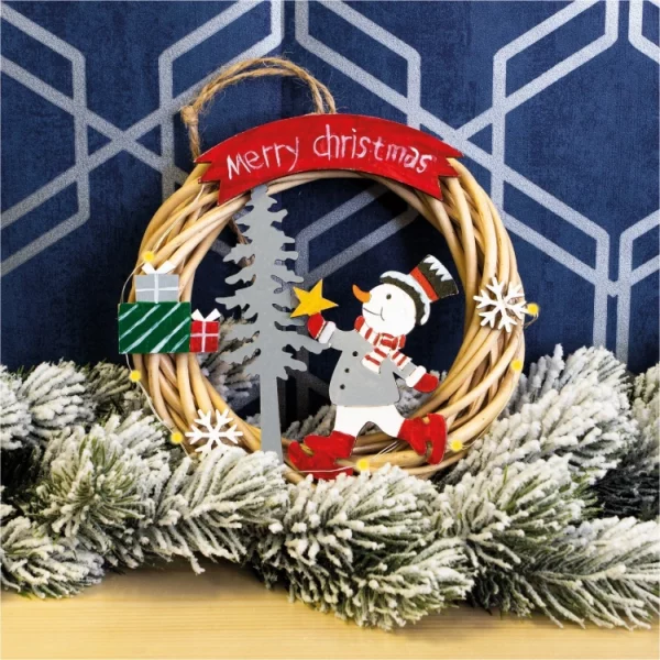 St Helens Home and Garden GH970 Battery Wicker Christmas Wreath