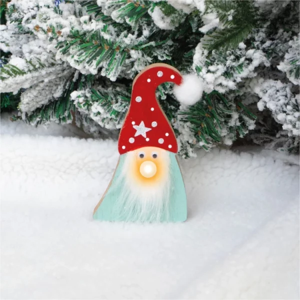 St Helens GH975 Wooden Gonk Decoration – Light-Up Nose Christmas Ornament