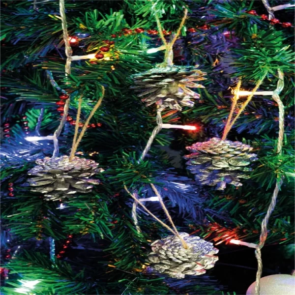 St Helens GH949 Hanging Silver Pine Cone Christmas Tree Decorations