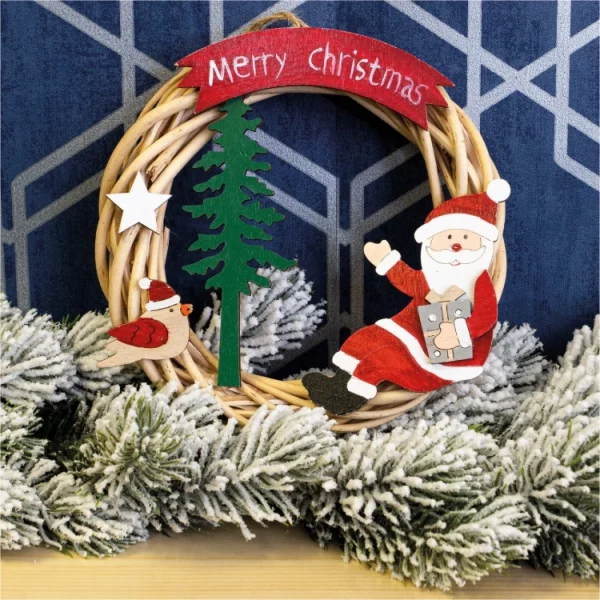 St Helens GH971 Battery Powered Wicker Father Christmas Wreath