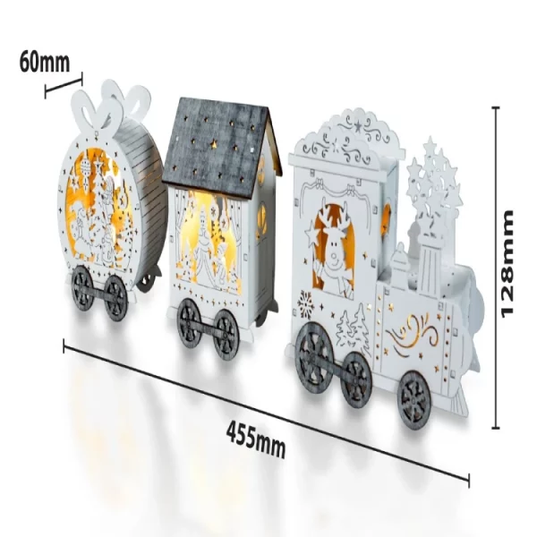 St Helens GH9031 Xmas Haus Wooden LED Christmas Train Ornament