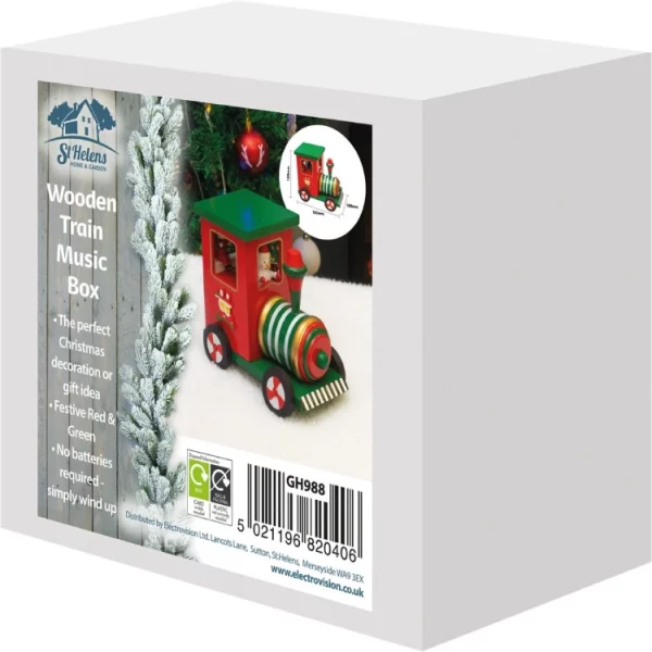 St Helens GH988 Christmas Wooden Train Music Box