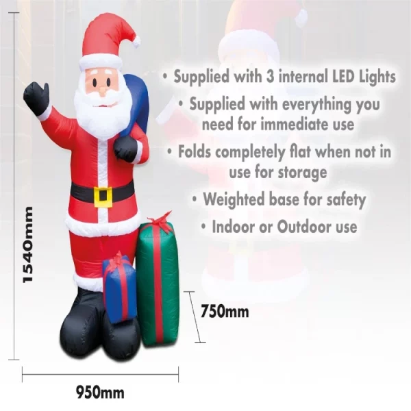 St Helens GH9042 Inflatable Father Christmas with Presents & LED Light