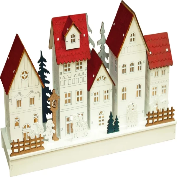 St Helens Home & Garden GH962 Wooden Light Up Festive Scene