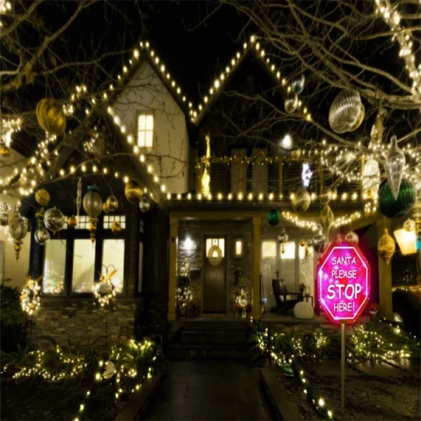 St Helens GH9075 Xmas Haus Outdoor LED “Santa Stop Here” Sign