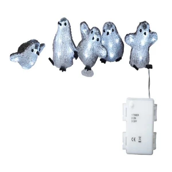 St Helens Xmas Haus GH9067 Set of 5 Acrylic LED Penguins